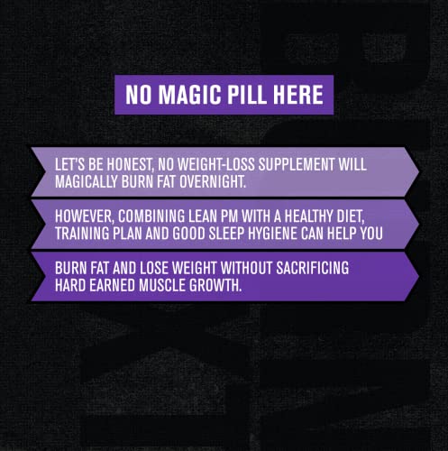 Jacked Factory Lean PM quemador de grasa nocturno, suplemento de ayuda para dormir y supresor del apetito para hombres y mujeres - 60 píldoras dietéticas para pérdida de peso vegetarianas sin estimulantes