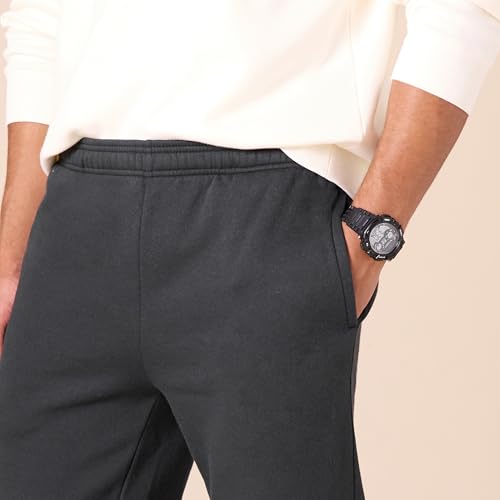 Amazon Essentials Men's Joggers Sweatpants, Fleece, Washed Black, Large, Comfortable Fit
