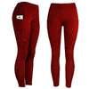 Soft and Comfortable Leggings for Women with Pockets-High Waisted Tummy Control No See Through Workout Yoga Pants Gym (US,X-Large,Long,Red)