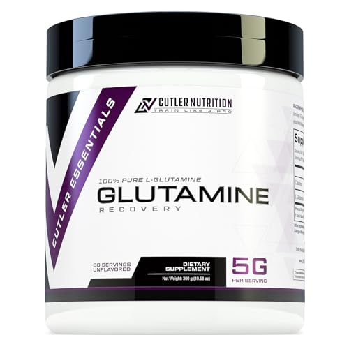 Cutler Essentials 100% Pure L-Glutamine for Enhanced Recovery, Lean Muscle Support and Improved Protein Synthesis | Unflavored, 60 Servings