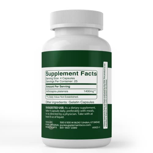 PURE ORIGINAL INGREDIENTS Spirulina Superfood, Rich in Phycocyanin, 100% Pure