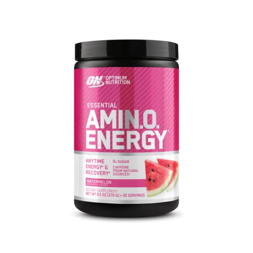 Optimum Nutrition Amino Energy - Pre entrenamiento con té verde, BCAA, aminoácidos, Keto Friendly, extracto de café verde, polvo energético - Sandía, 30 porciones (el embalaje puede variar)