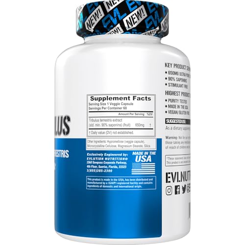 Invigorating Pure Tribulus Terrestris for Men - Performance Maximizing Testosterone Booster Tribulus Terrestris Supplement with 90% Saponins - Plant Based Stamina Strength and Energy Pills for Men