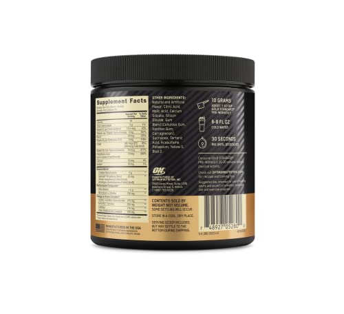 Preentrenamiento Optimum Nutrition Gold Standard con creatina, beta-alanina y cafeína para obtener energía, sabor: manzana verde, 30 porciones (el empaque puede variar), en polvo