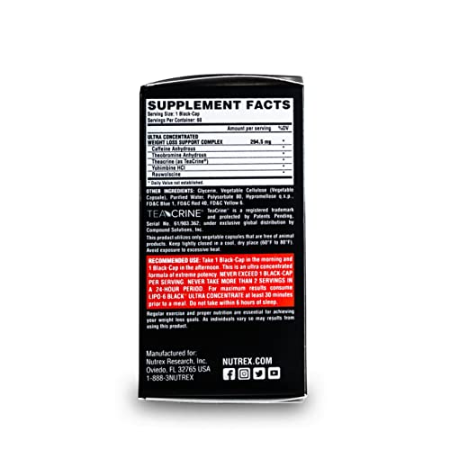 Nutrex Research Lipo-6 Black Ultra Concentrate | Thermogenic Energizing Fat Burner Supplement, Increase Weight Loss, Energy & Intense Focus |Capsule, 60Count