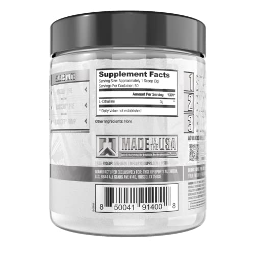 Polvo de L-citrulina Ryse Element Series | Aumenta el óxido nítrico y aumenta la vasodilatación | para bombas, resistencia y soporte cardiovascular | 50 porciones