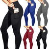 Soft and Comfortable Leggings for Women with Pockets-High Waisted Tummy Control No See Through Workout Yoga Pants Gym (US,X-Large,Long,Red)