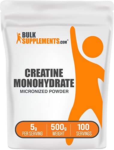 BULKSUPPLEMENTS.COM Monohidrato de creatina en polvo - 5 g (5000 mg) de creatina micronizada en polvo por porción, creatina preentrenamiento, creatina para desarrollar músculo, monohidrato de creatina 500 g (1,1 libras)