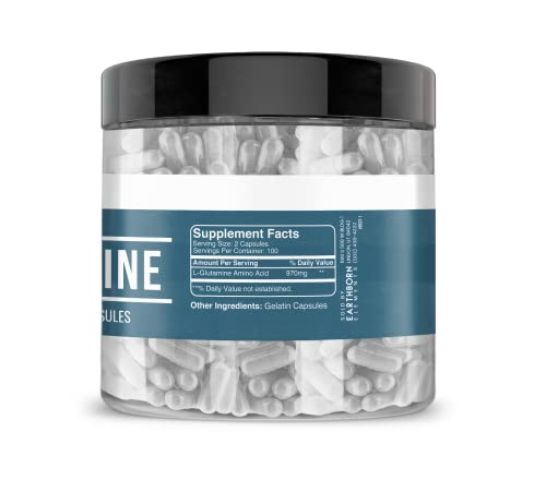 Earthborn Elements L-Glutamine 200 Capsules, Pure & Undiluted, No Additives