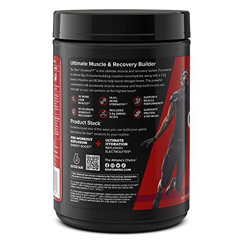 Creatina en polvo Six Star Creatina X3 | Creatina HCl + monohidrato de creatina en polvo | Suplemento de entrenamiento de recuperación muscular | Suplementos de creatina | Ponche de Frutas (30 Porciones)