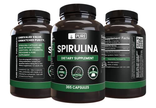 Pure Original Ingredients Spirulina (365 Capsules) No Magnesium Or Rice Fillers, Always Pure, Lab Verified