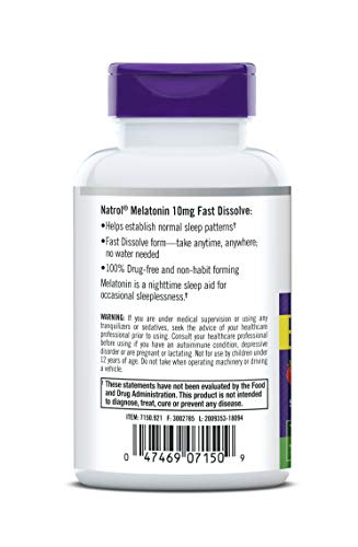 Natrol Melatonina Tabletas de disolución rápida, le ayuda a conciliar el sueño más rápido, permanecer dormido por más tiempo, fácil de tomar, disolver en la boca, fortalecer el sistema inmunológico, máxima fuerza, sabor a fresa, 10 mg, 100 unidades