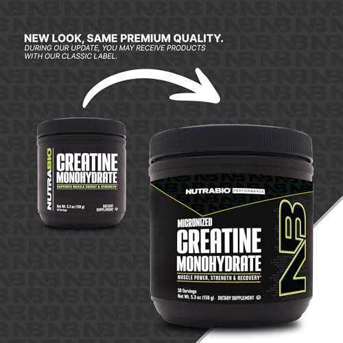 NutraBio Creatine Monohydrate Supplement, Unflavored, (150 g) - Supports Muscle Energy, Recovery, and Strength - HPLC Tested Pure Grade Creatine Supplement