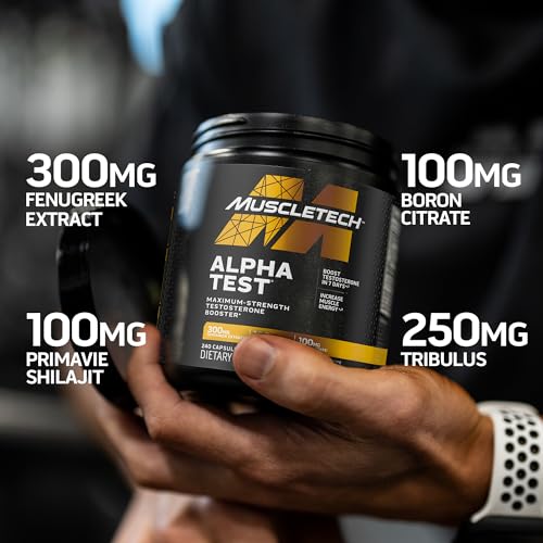 MuscleTech AlphaTest | Tribulus Terrestris & Boron Supplement | Max-Strength ATP & | Daily Workout Supplements for Men, 240 Count