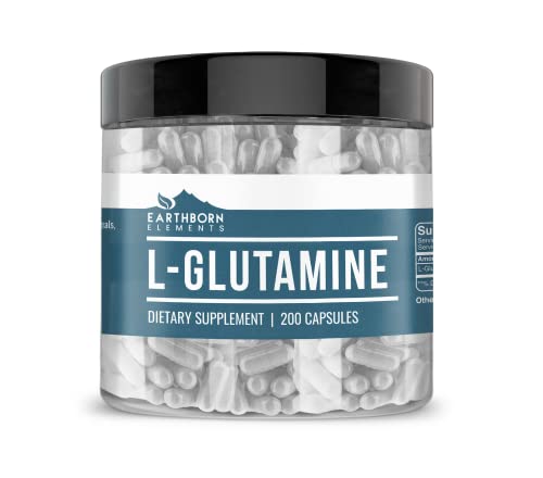 Earthborn Elements L-Glutamine 200 Capsules, Pure & Undiluted, No Additives