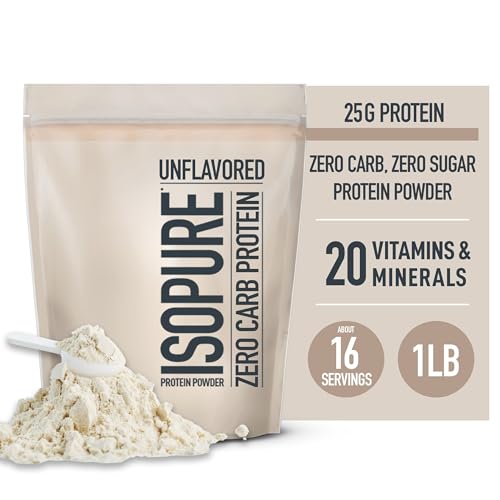 Isopure Unflavored Protein, Whey Isolate, with Vitamin C & Zinc for Immune Support, 25g Protein, Zero Carb & Keto Friendly, 1 Pound (Packaging May Vary)