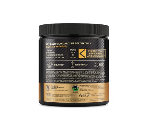 Preentrenamiento Optimum Nutrition Gold Standard con creatina, beta-alanina y cafeína para obtener energía, sabor: manzana verde, 30 porciones (el empaque puede variar), en polvo
