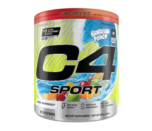 Cellucor C4 Sport Pre Workout Powder - NSF Certified for Sport - Elite Hydration - 200mg Caffeine + Creatine + Beta-Alanine - Electrolytes and Energy Supplement - Hawaiian Punch, 20 Servings