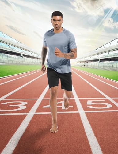 1 Pack High Performance Workout Shirts for Men, Moisture Wicking T-Shirts, Sports Gym Athletic Short Sleeve Tee Tops Grey 2XL