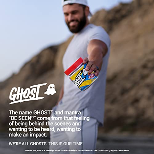 Aminoácidos GHOST BCAA, Sour Patch Kids Redberry - 30 porciones - Bebida de recuperación y polvo intra y post-entrenamiento sin azúcar, 7 g de BCAA apoya el crecimiento y la resistencia muscular - Sin soja ni gluten, vegano