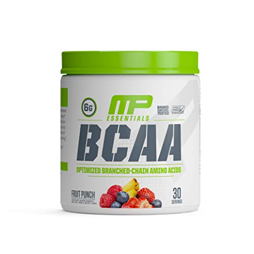 Muscle Pharm Essentials BCAA en polvo, bebida de recuperación post-entrenamiento, ponche de frutas, 30 porciones