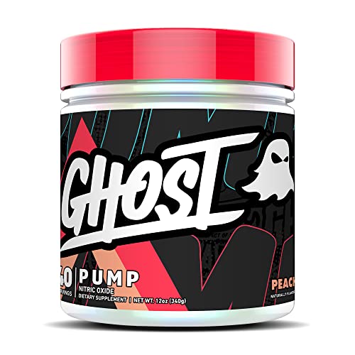 GHOST Pump Nitric Oxide Powder, Peach - 40 Servings - Sugar-Free & Stim-Free Pre-Workout Supplements - L-Citrulline, Arginine Nitrate & L-Glutathione - Soy & Gluten-Free, Vegan