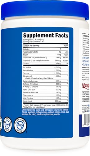 Nutricost Pre-X Xtreme Pre-Workout Powder Complex, Blue Raspberry, 30 Servings, Vegetarian, Non-GMO and Gluten Free