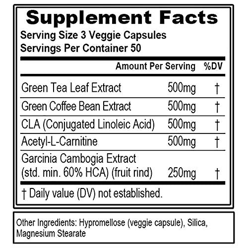 Píldoras de apoyo para pérdida de peso EVL - Soporte multiusos premium para metabolismo del apetito y pérdida de grasa para hombres y mujeres - LeanMode con extracto de grano de café verde CLA y Garcinia Cambogia - 50 porciones