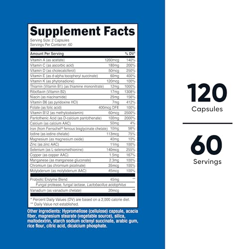 Nutricost Multivitamin with Probiotics 120 Vegetarian Capsules - Packed with Vitamins & Minerals