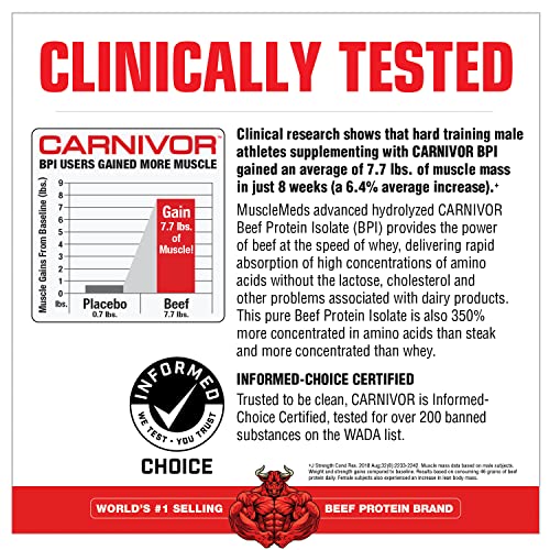 MuscleMeds, Carnivor Beef Protein Isolate Powder 56 Servings, Chocolate, 72 Ounce,4.5 Pound (Pack of 1),002542