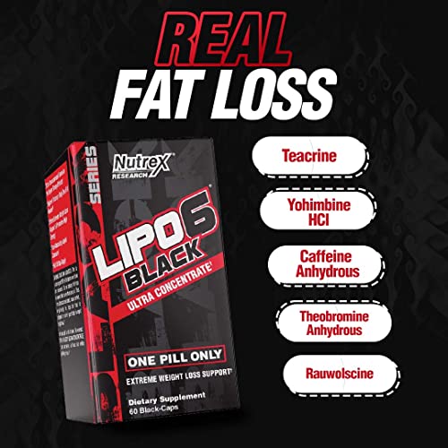 Nutrex Research Lipo-6 Black Ultra Concentrate | Thermogenic Energizing Fat Burner Supplement, Increase Weight Loss, Energy & Intense Focus |Capsule, 60Count