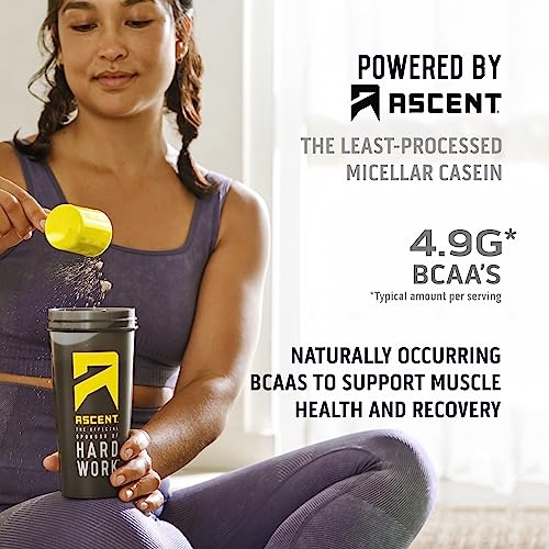 Ascent Casein Protein Powder - 25g Micellar Casein Powder with Zero Artificial Flavors & Sweeteners, Gluten-Free, No Added Sugar, 4.9g BCAA, 2.2g Leucine - Chocolate, 2 Pounds