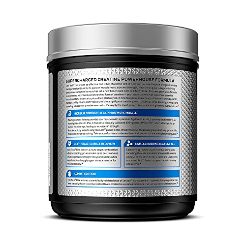 Polvo de creatina | MuscleTech Cell-Tech Elite Creatina en polvo | Bebida de recuperación post-entrenamiento | Constructor de músculos para hombres y mujeres | Suplemento de creatina HCl | Explosión de cereza (20 porciones)