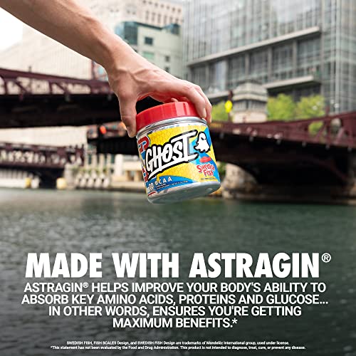 Aminoácidos GHOST BCAA, Sour Patch Kids Redberry - 30 porciones - Bebida de recuperación y polvo intra y post-entrenamiento sin azúcar, 7 g de BCAA apoya el crecimiento y la resistencia muscular - Sin soja ni gluten, vegano