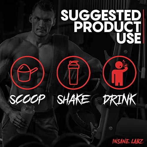 Insane Labz Psychotic Black Edition polvo estimulante medio preentrenamiento, bombas de enfoque energético, cargado con creatina beta alanina taurina impulsada por AMPiberry, 35 porciones uva