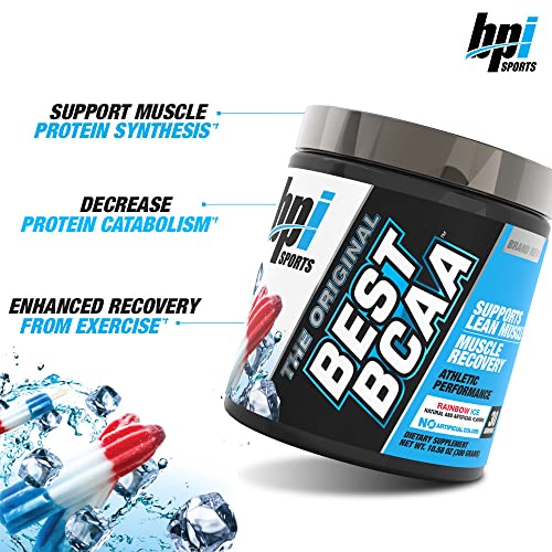 BPI Sports Best BCAA - Los componentes básicos de proteínas y músculos - Recuperación post-entrenamiento - Apoyo para la pérdida de peso - Rainbow Ice, 30 porciones, 300 g
