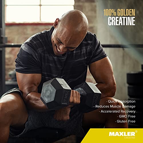 Maxler 100% Golden Creatine - Micronized Creatine Monohydrate Powder - Muscle Building Supplements - Pre/Post Workout Vegan Supplement - Gluten Free Unflavored Creatine Powder - 300 g