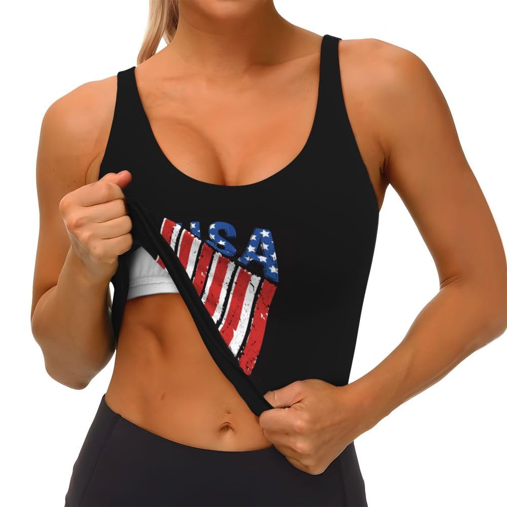 Custom Sports Bra Personalized Yoga Tank Top with Your Own Photo Logo Text for Gym Running, Black-S