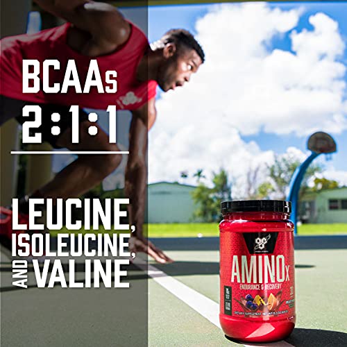 BSN Amino X Muscle Recovery & Endurance Powder with BCAAs, 10 Grams of Amino Acids, Keto Friendly, Caffeine Free, Flavor: Fruit Punch, 30 servings (Packaging may vary)