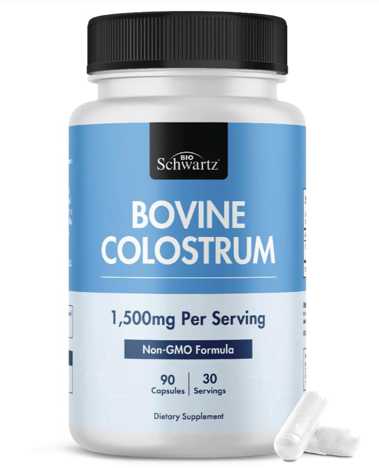 Colostrum Supplement 1500mg Per Serving - Grass Fed Colostrum Capsules - Bovine Colostrum Exclusively from First Milking, Supports Gut Health for Women and Men - Non GMO, Gluten Free, 90 Count