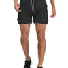 Aolesy Men's Gym Workout Shorts 5 Inch Lightweight Bodybuilding Athletic Shorts Running Training with Zipper Pockets & Towel Loop Black