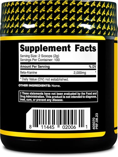 Primaforce Beta Alanine Powder, Unflavored, 200 Grams - Gluten Free, Non-GMO Supplement for Men and Women - Supports Lean Muscle Gain and Aids Recovery