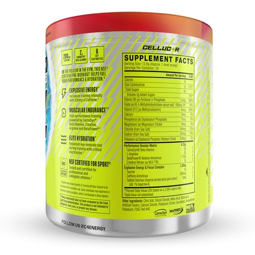 Cellucor C4 Sport Pre Workout Powder - NSF Certified for Sport - Elite Hydration - 200mg Caffeine + Creatine + Beta-Alanine - Electrolytes and Energy Supplement - Hawaiian Punch, 20 Servings