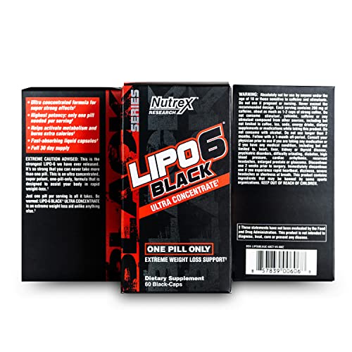 Nutrex Research Lipo-6 Black Ultra Concentrate | Thermogenic Energizing Fat Burner Supplement, Increase Weight Loss, Energy & Intense Focus |Capsule, 60Count