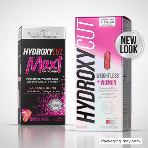 Hydroxycut + Pastillas para mujeres con biotina y colágeno | Cabello, Uñas y Vitaminas para la Piel | Suplemento de hierro | Pastillas energéticas, 60 unidades (1 paquete)
