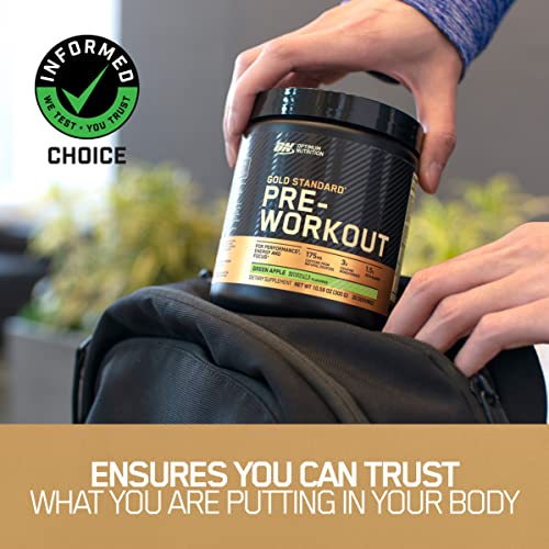 Preentrenamiento Optimum Nutrition Gold Standard con creatina, beta-alanina y cafeína para obtener energía, sabor: manzana verde, 30 porciones (el empaque puede variar), en polvo