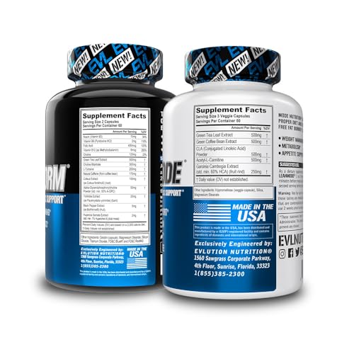 EVL Weight Loss Support Stack - Trans4orm Thermogenic Fat Burner Support Pills with Green Coffee Bean Extract and Forskolin Plus LeanMode Non-Stimulant Metabolism and Fat Loss Support Pills