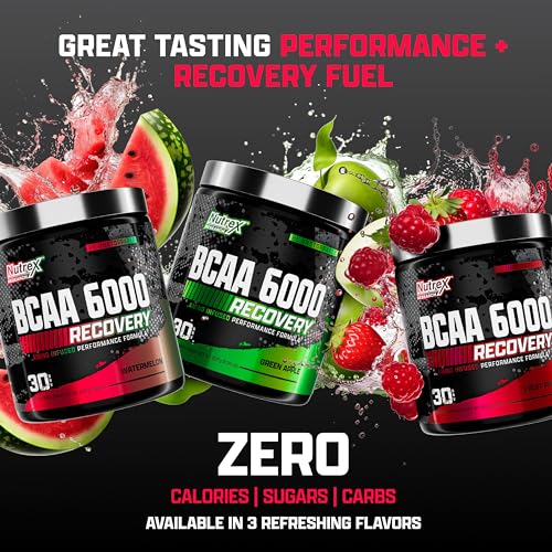 Nutrex Research - BCAA Powder 6000 Amino Acid - 6 Grams of BCAAs Amino Acids Supplement for Post Workout Recovery & Muscle Growth - Amino Energy Workout Recovery Drink (Fruit Punch - 30 Servings)