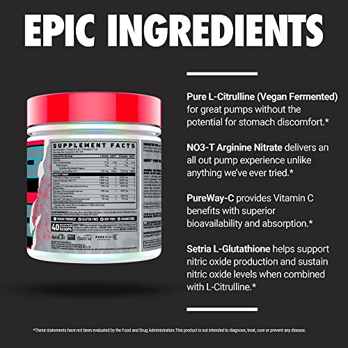 GHOST Pump Nitric Oxide Powder, Peach - 40 Servings - Sugar-Free & Stim-Free Pre-Workout Supplements - L-Citrulline, Arginine Nitrate & L-Glutathione - Soy & Gluten-Free, Vegan