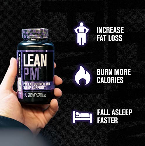 Jacked Factory Lean PM quemador de grasa nocturno, suplemento de ayuda para dormir y supresor del apetito para hombres y mujeres - 60 píldoras dietéticas para pérdida de peso vegetarianas sin estimulantes